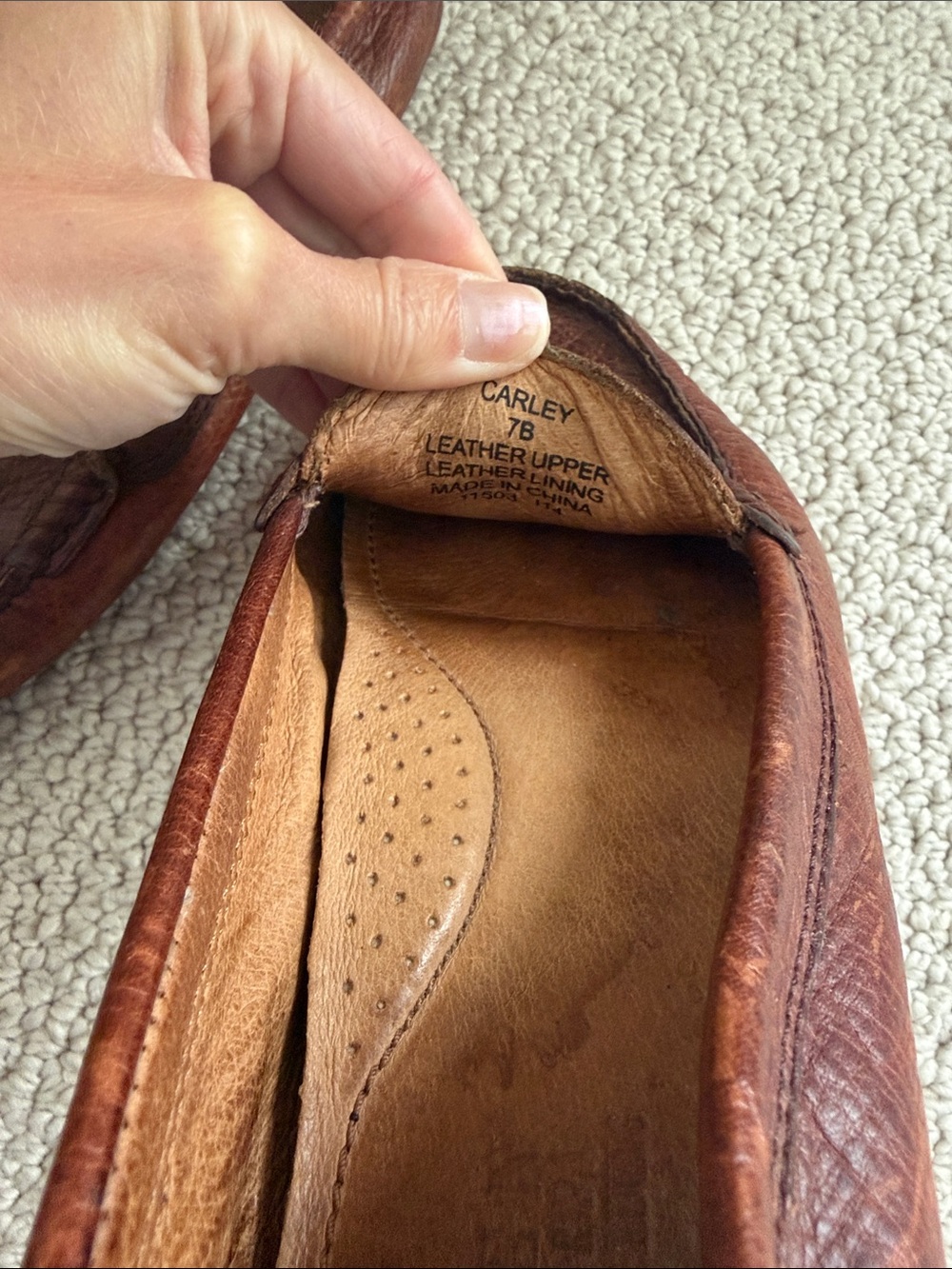 Ralph Lauren Brown Pebbled Leather Penny Loafers with Gold RL Medallion, 7 - Picture 3 of 7